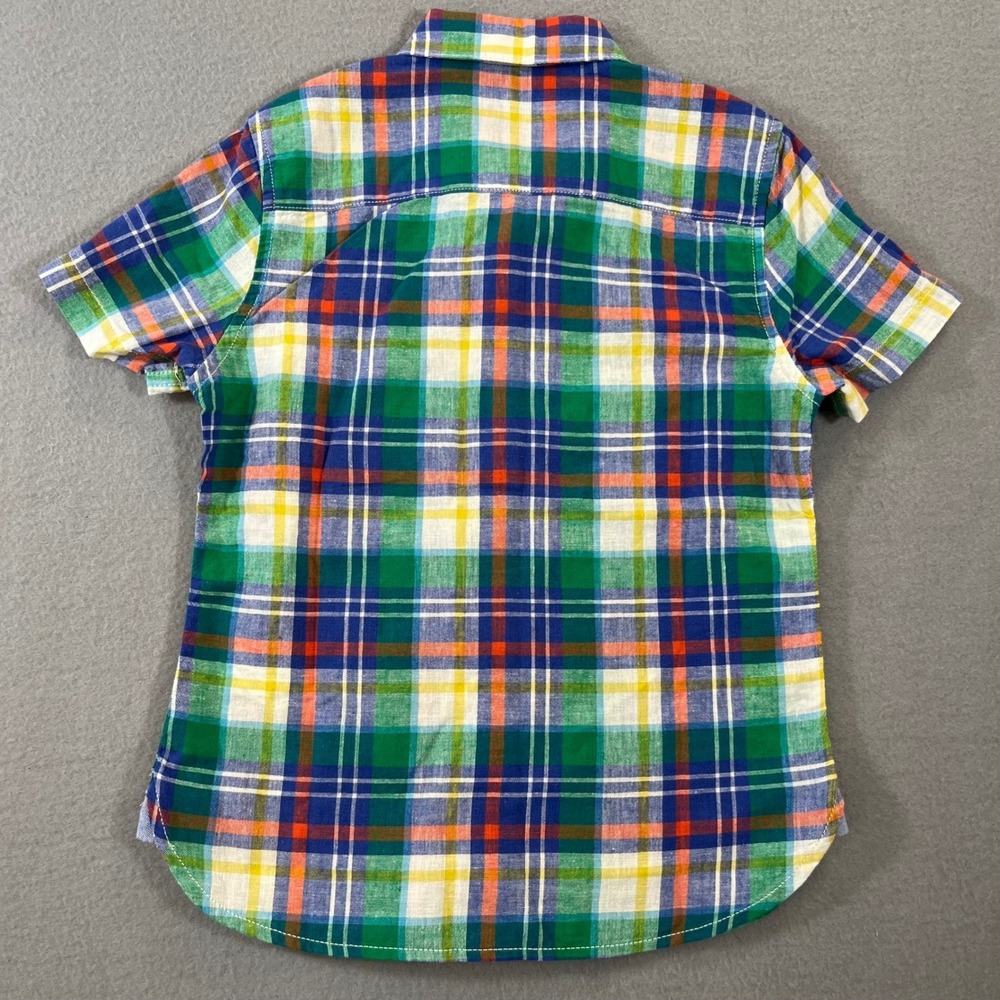 NWT Boden Boys Multi-Color Plaid Linen Blend Short Sleeve Button Down Shirt 5-6Y - Picture 2 of 8